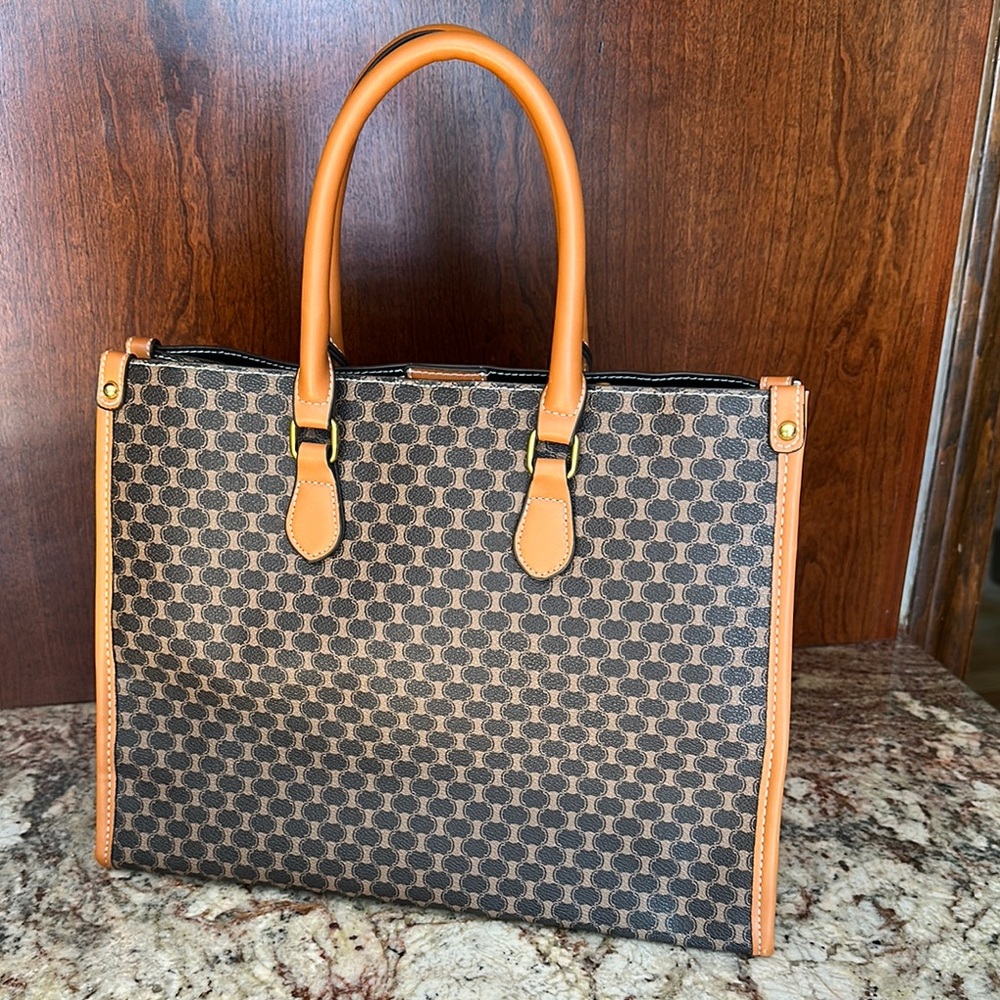 Brown and Tan Patterned Purse